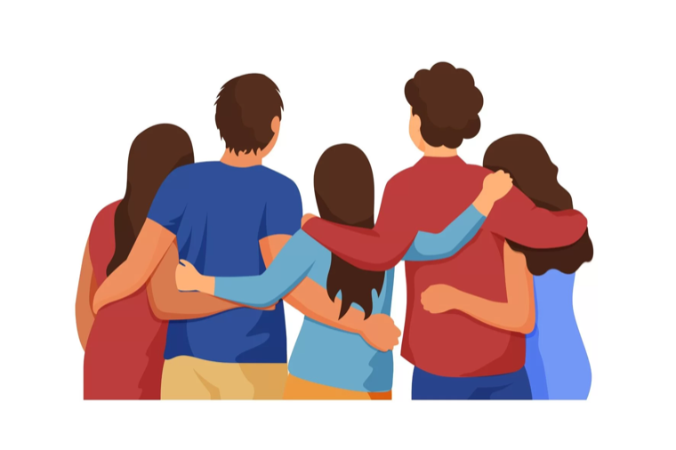 Supporting a friend illustration